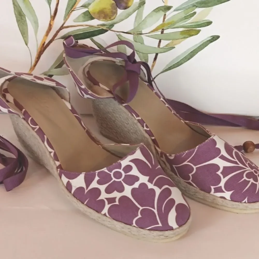 Boden Fabric Floral Wedge Espadrilles
